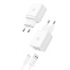USAMS Ładowarka sieciowa 2xUSB-A + kabel USB-C/USB-A Fast Charging biały/white series HC HCXLTZ03